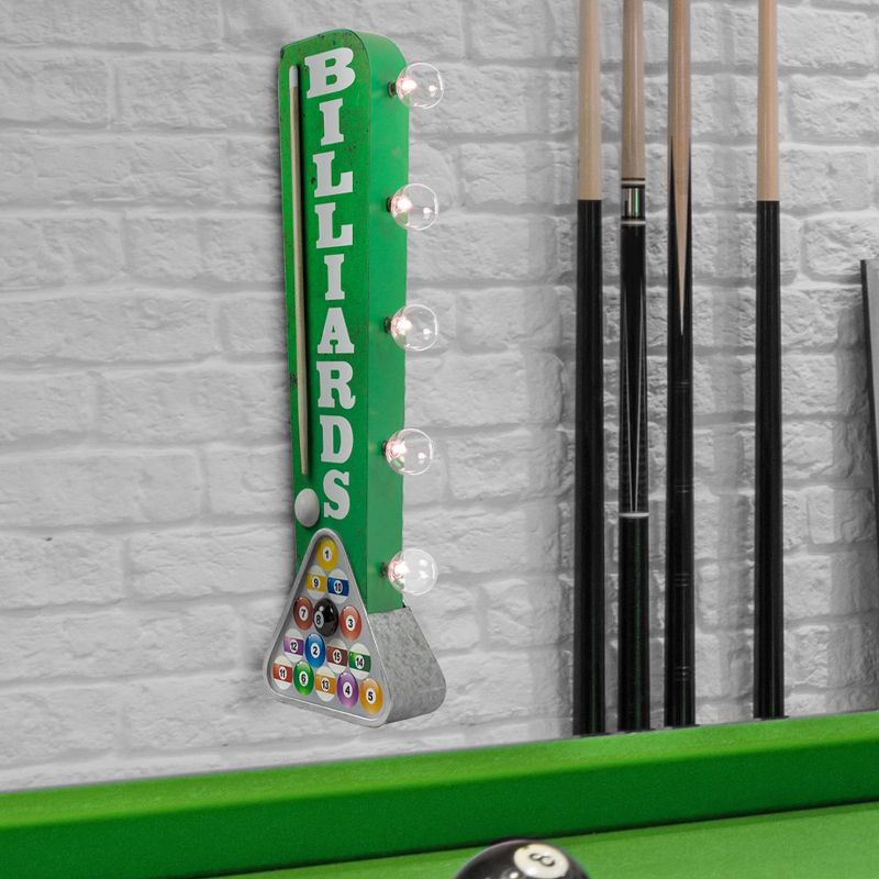 Vintage Billiards LED Marquee Sign Wall Decor Green - Crystal Art Gallery