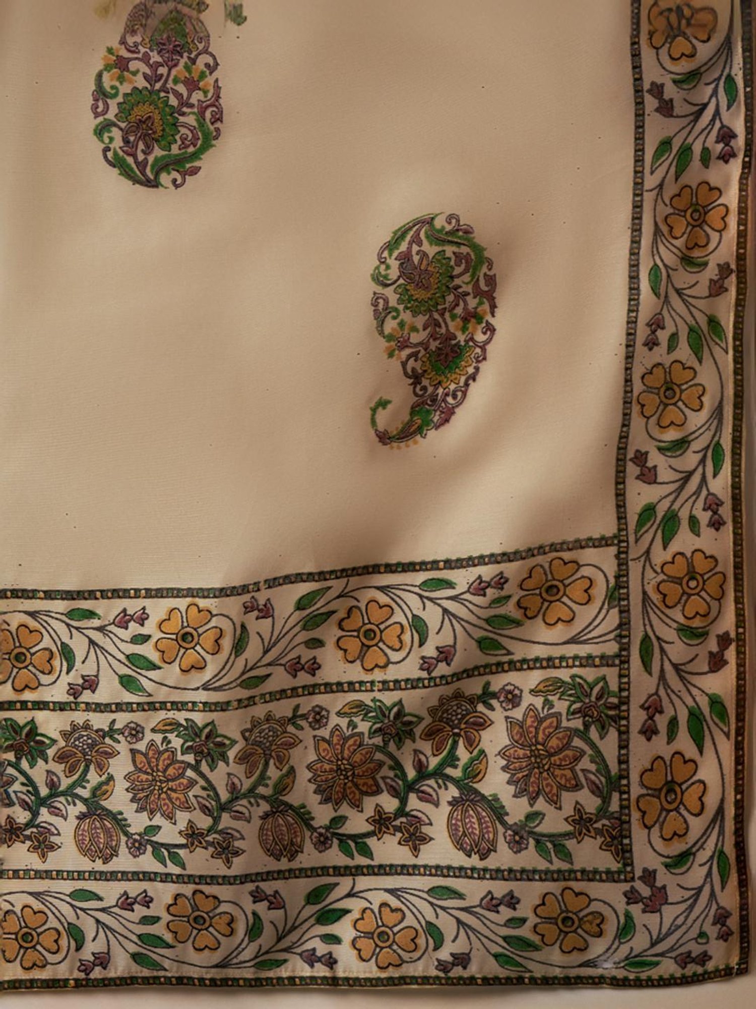 Ziyaa Beige Printed Kurta Pant Set With Dupatta