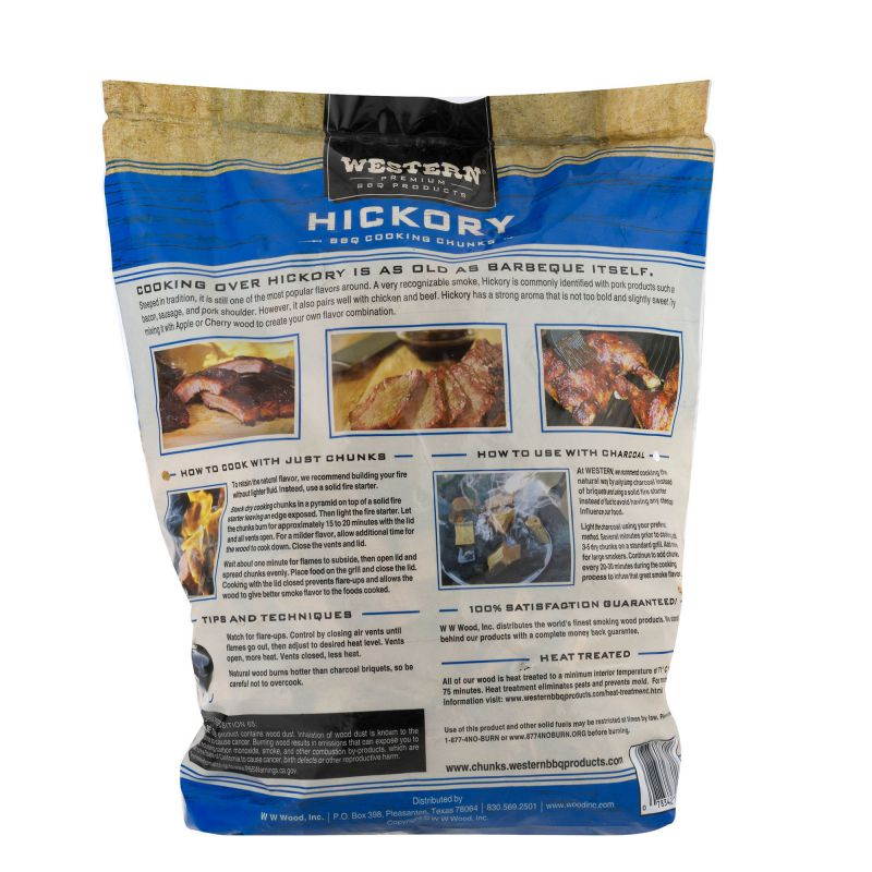 Western Premium BBQ 570 Cu In Hickory Barbecue Grill Cooking Wood Chunks(4 Pack)