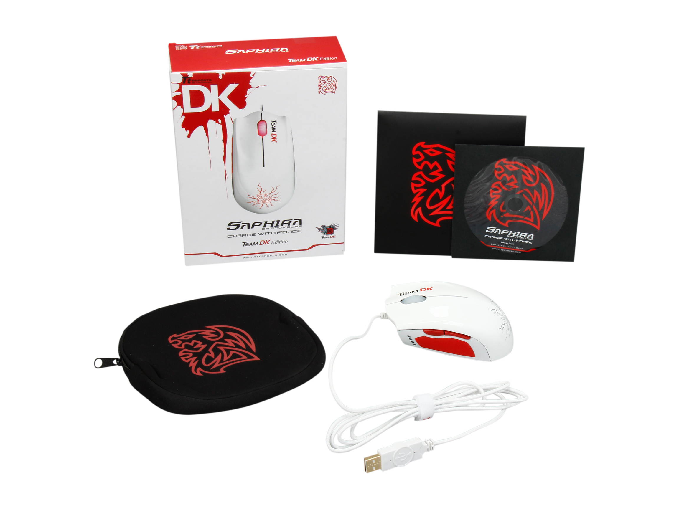 Tt eSPORTS SAPHIRA Team DK Edition MO-DKS-WDOOWH-EN White Wired Optical Gaming Mouse