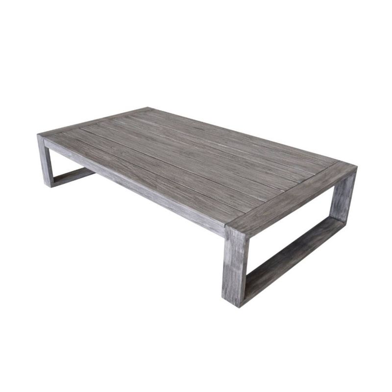 Teak Modern North Shore Outdoor Coffee Table - Driftwood Gray - Courtyard Casual