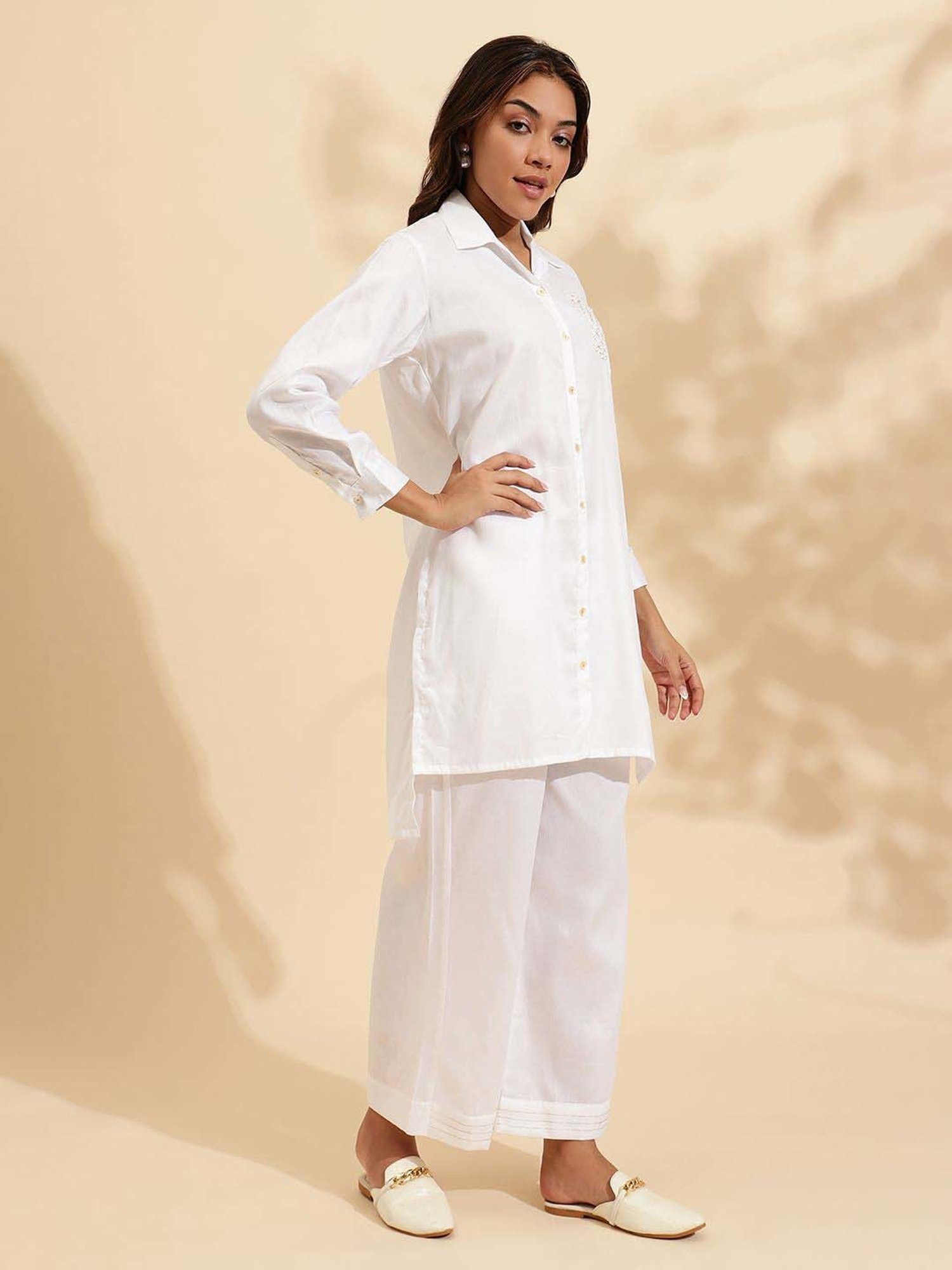 Sringam White Cotton Co-Ord Sets