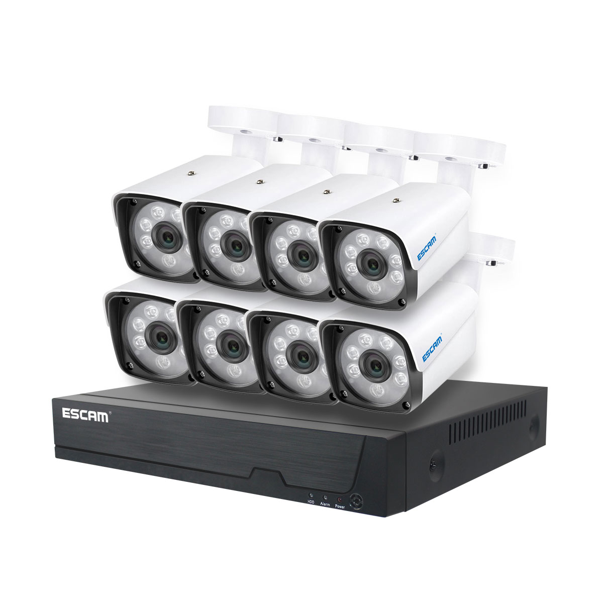 ESCAM PVR608 2MP 1080P POE 8CH PVR Camera Kit Surveillance Camera System with Humanoid Detection