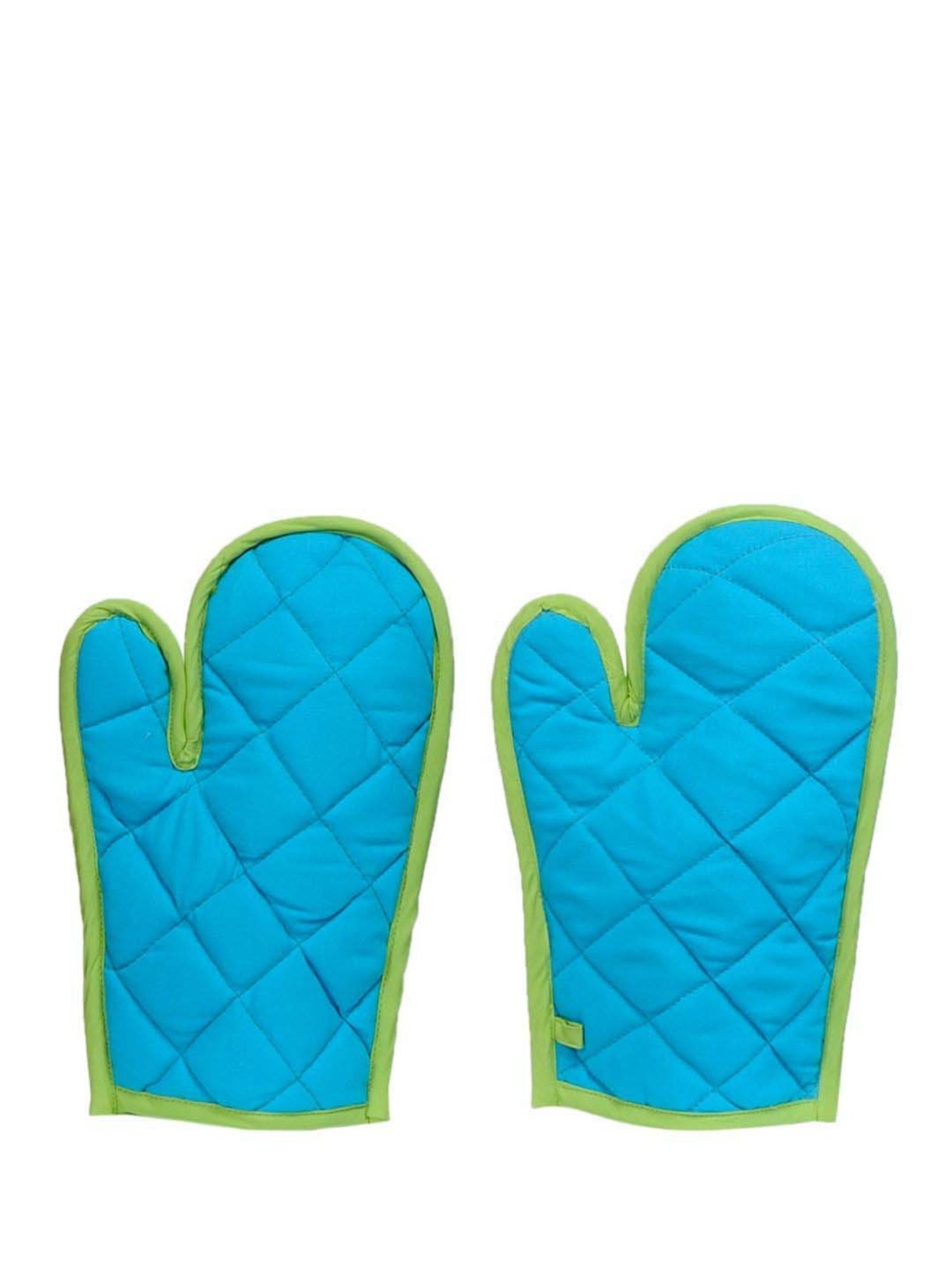 Swayam Turquoise Kitchen Apron with Oven Gloves - Set of 1