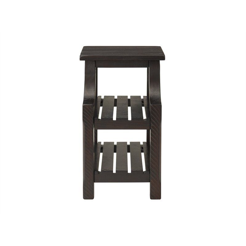 Barn Door Chairside Table with Power Espresso Brown - Martin Svensson Home