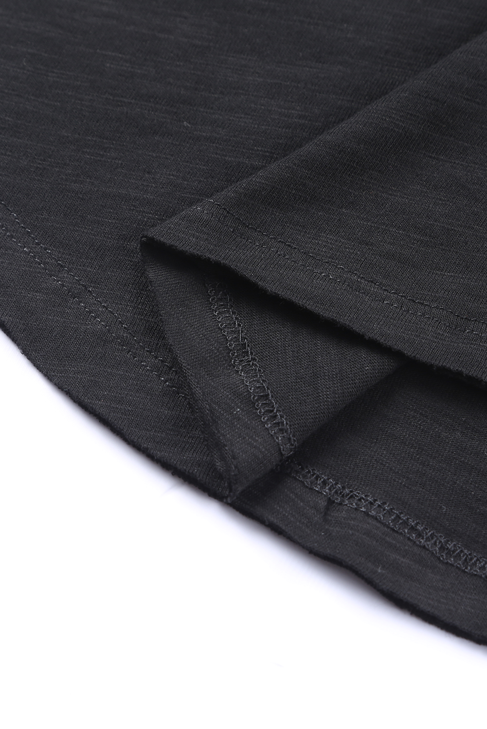 Black Plain Casual Thumbhole Long Sleeve Top