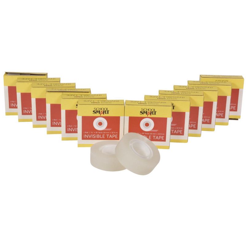 School Smart Invisible Tape, 3/4 x 1296 Inch, Clear, pk of 12