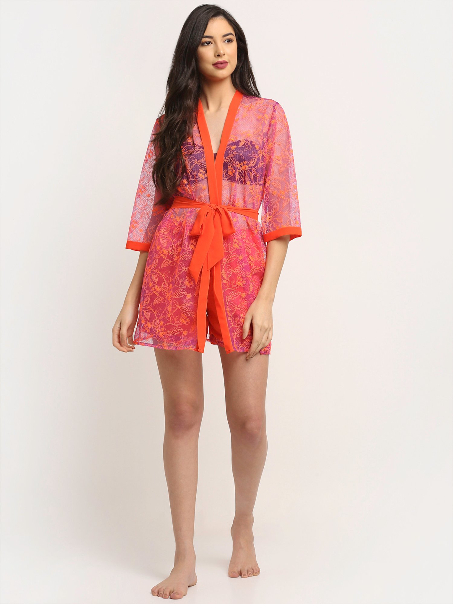 Erotissch Purple Floral Print Beachwear Co-Ord Set