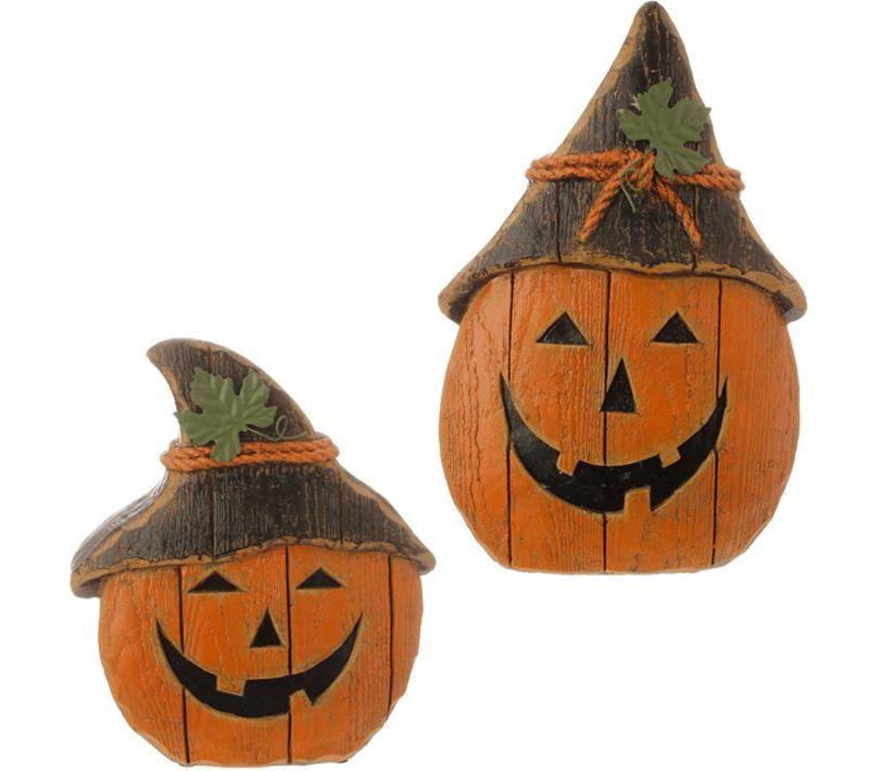 Raz Imports 12.5" Rustic Weathered Jack-O-Lantern Halloween Decorations 2ct - Orange/Black