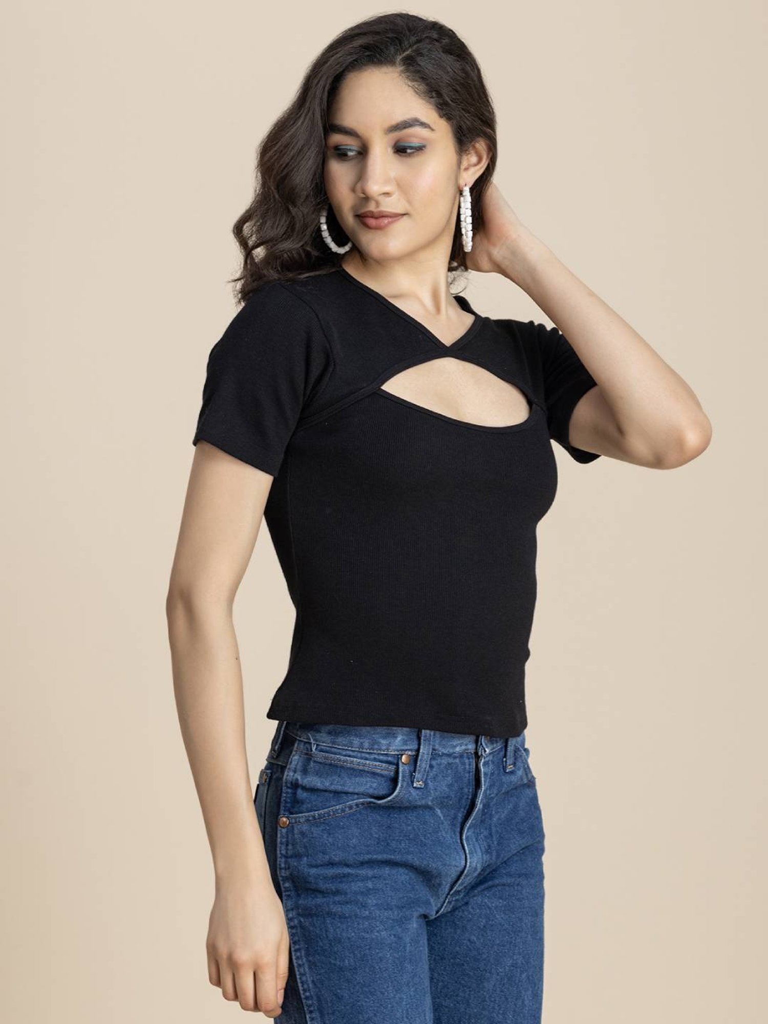 Moomaya Black Slim Fit Top