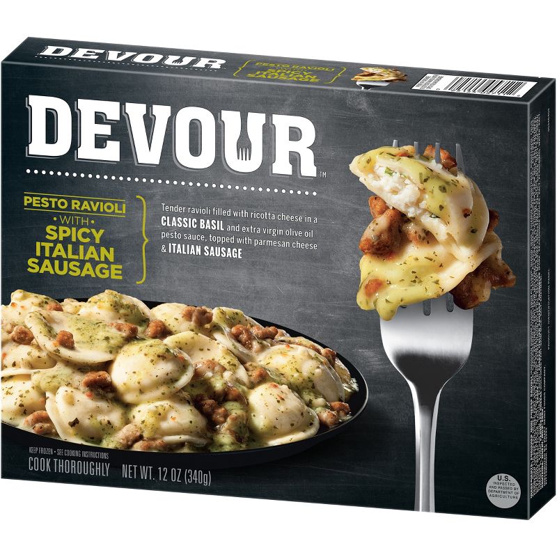 Devour Frozen Pesto Ravioli with Spicy Italian Sausage - 12oz