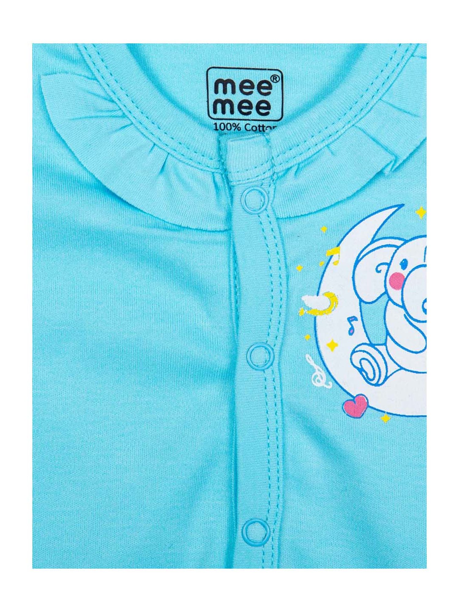 Mee Mee Kids Blue Cotton Printed Jablas - Pack of 3