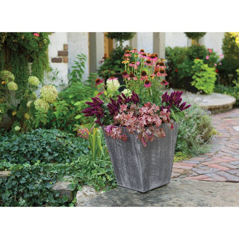2pk 16" Square Resin Farmington Planters Gray - Suncast