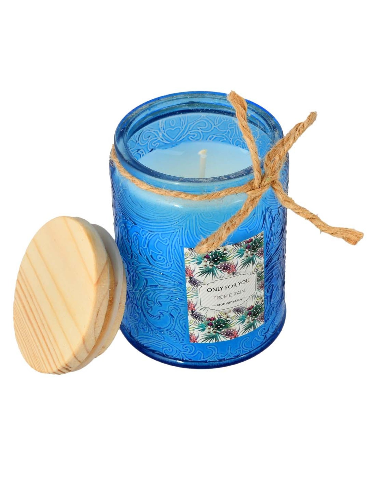 TAYHAA Blue Wax Aromatherapy Candle Jar With Lid