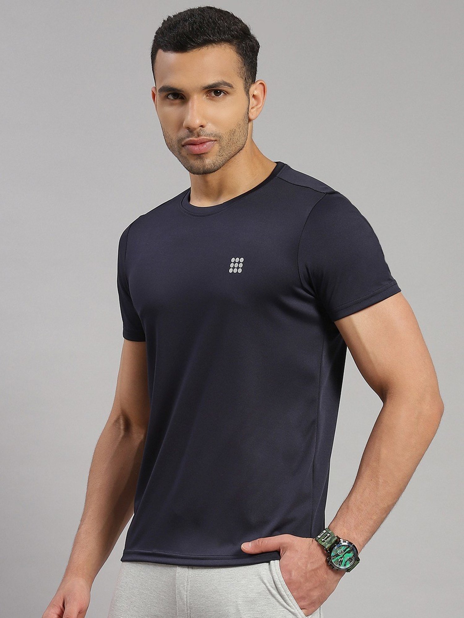Rock.It Navy Blue Regular Fit T-Shirt