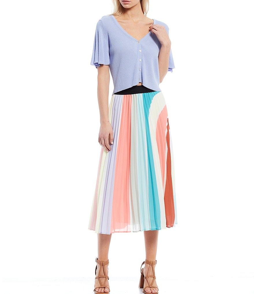 Lucy Paris Knit Button Front Short Sleeve Top