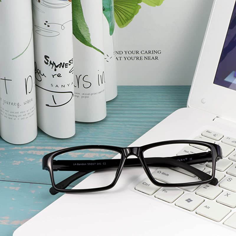 Blue Light Blocking Computer GlassesStylish Reading Glasses for WomenMenTransparent Lens Filter UV Light 400Reduce Eyestrain +225 Magnification