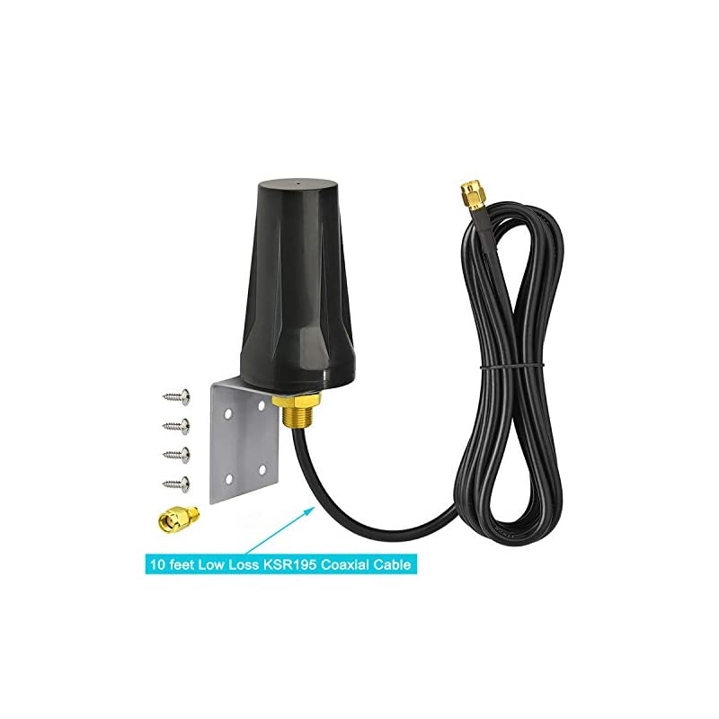 4G LTE Outdoor Fixed Bracket Wall Mount Waterproof Antenna 5dBi 4G LTE SMA Male Antenna10 feet Low Loss 195 Coaxial Extension Cable Compatible with 4G LTE Router Gateway Cellular Trail Camera