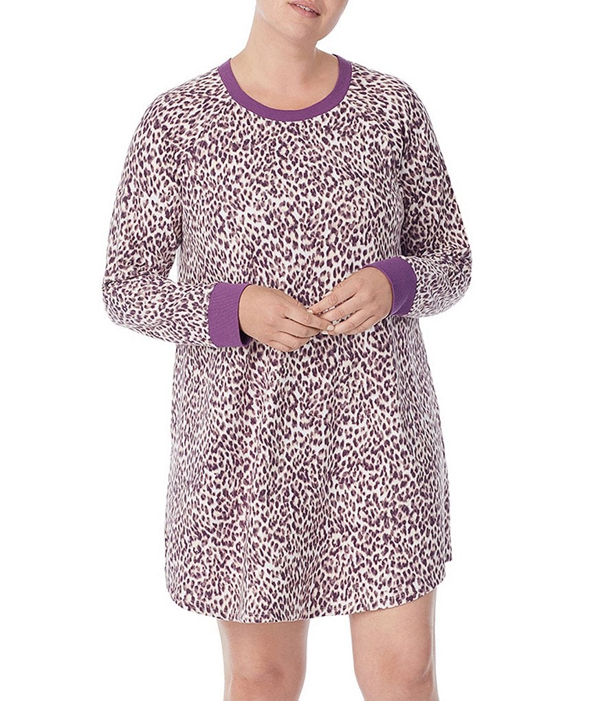 VAN WINKLE & CO. Plus Size Leopard Print Satin Maxi Chemise