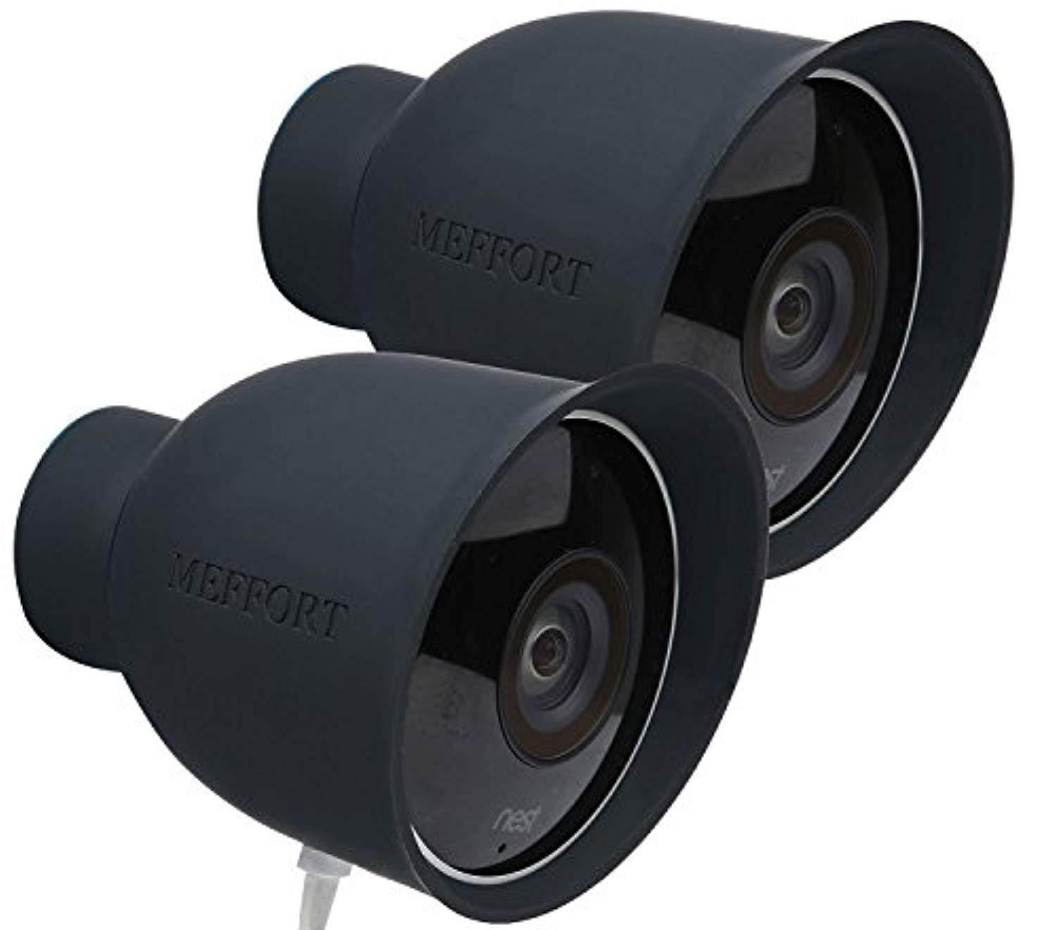 silicone skin case cover for nest cam outdoor (clear night vision), offer sun glare uv weather protection & disguise nestcam se