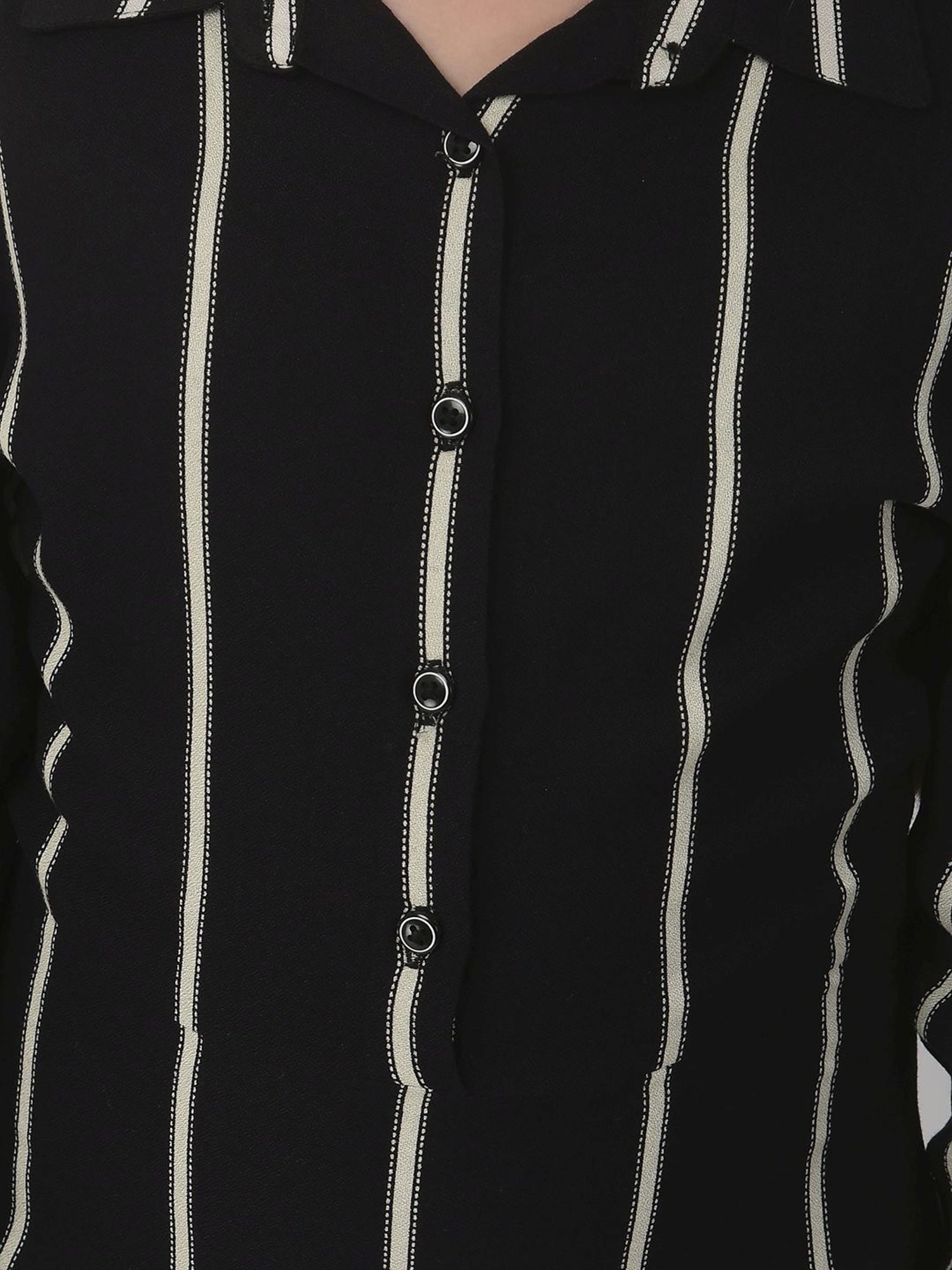 Crimsoune Club Kids Black Striped Full Sleeves Dress