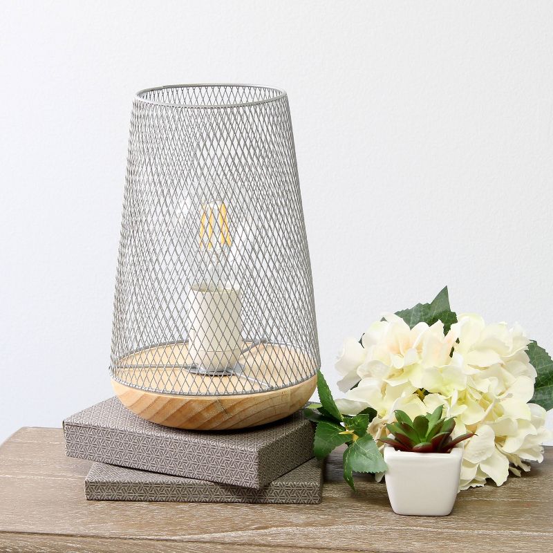 Wired Mesh Uplight Table Lamp Gray - Simple Designs