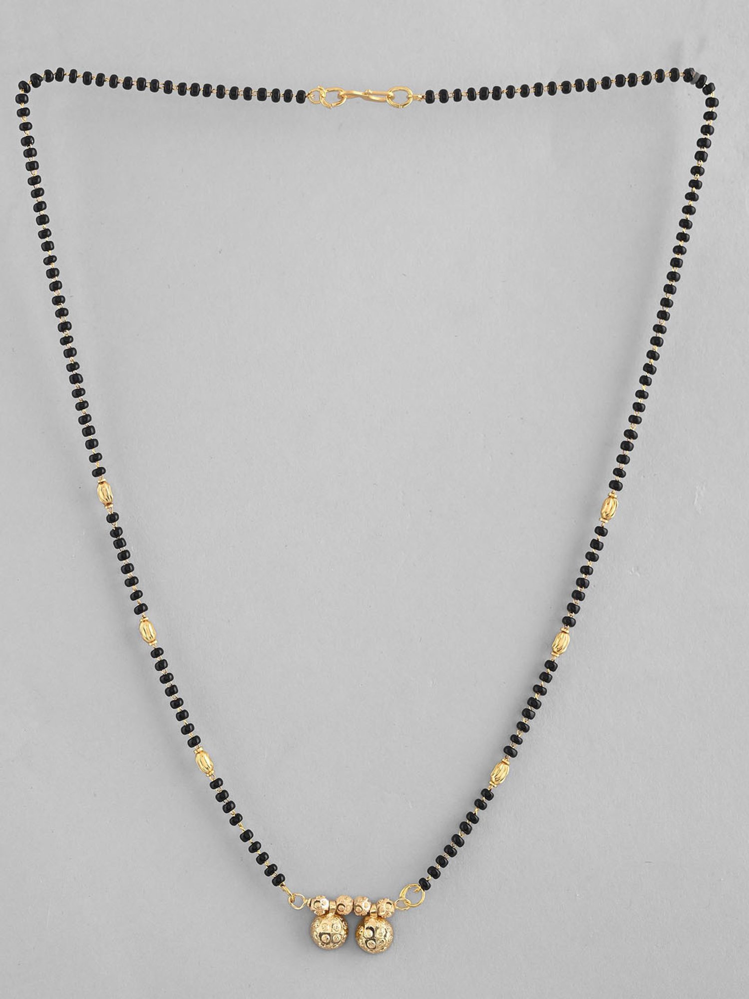 Abdesigns Gold-Plated American Diamond & Black Beaded Mangalsutra