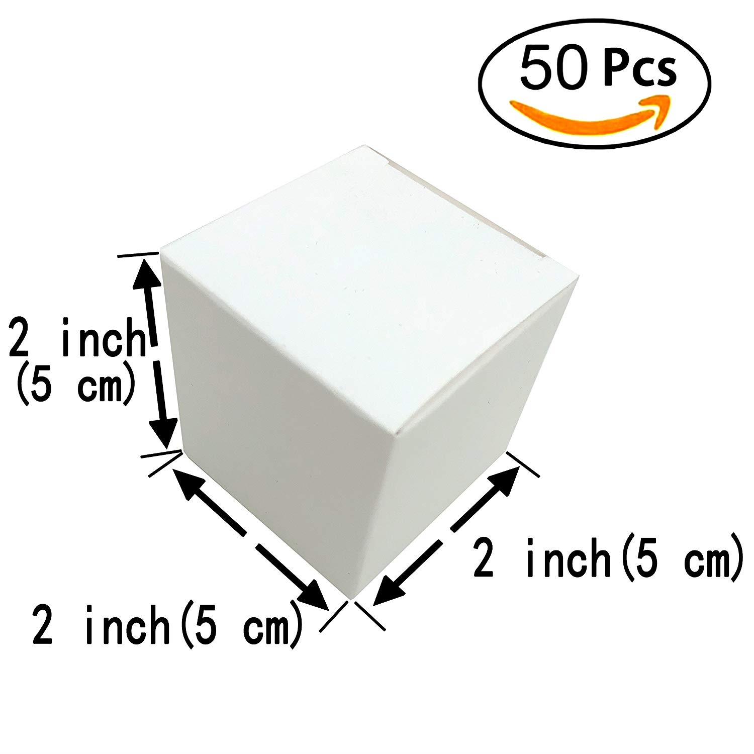 White Kraft Square Favor Boxes Kit Cube Candy Rustic Treat Boxes Set with Twine for Wedding Favors Baby Shower Birthday Party Supplies, 50pc