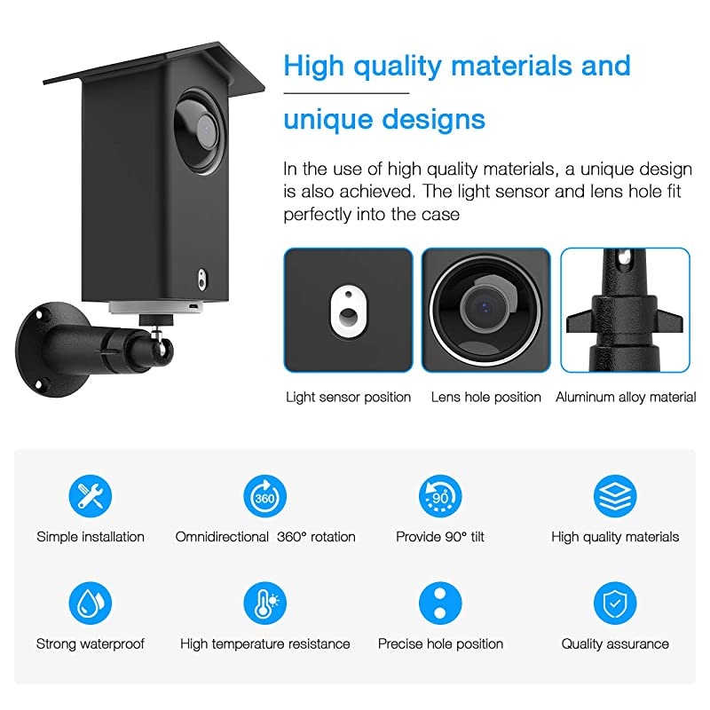 Real Water Resistant Protective Case + Metal Wall Mount Bracket for Wyze cam pan,Suitable for Indoor and Outdoor Use,Mounting Kit(Black)