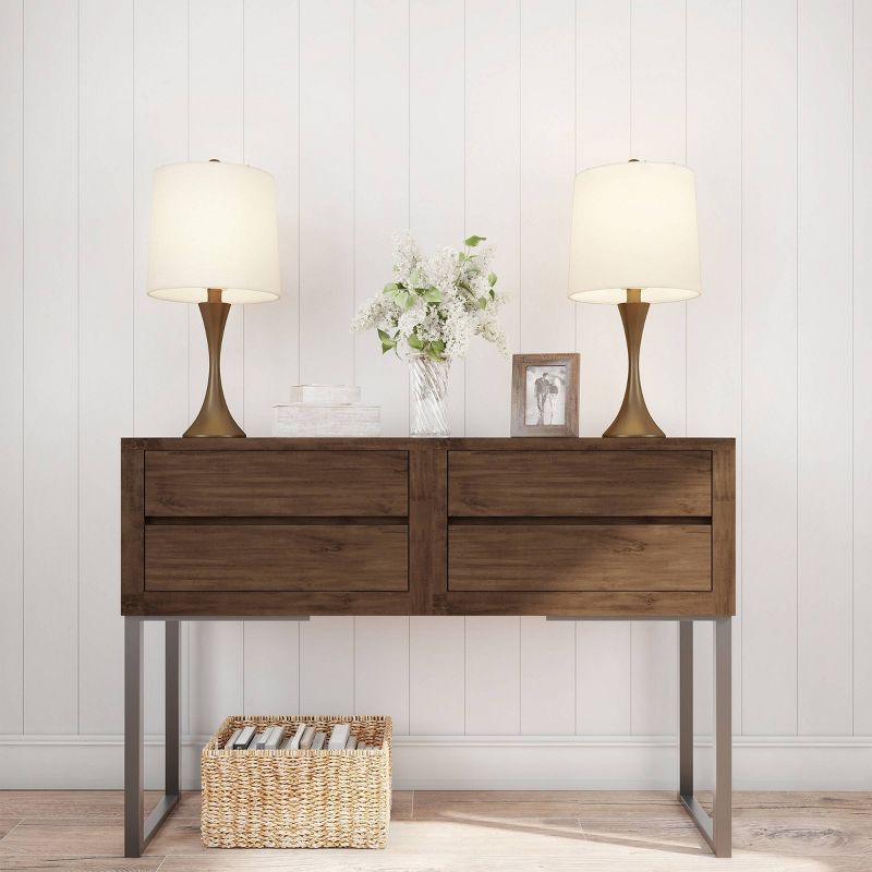 Set of 2 Flared Trumpet Table Lamps (Bronze)