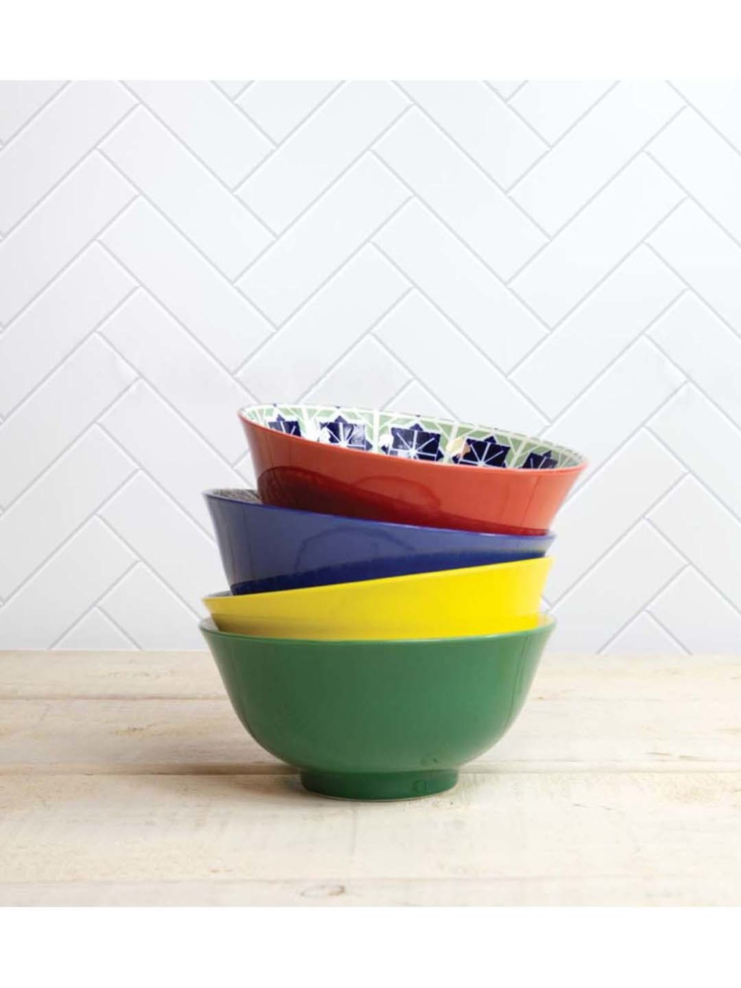 KitchenCraft World of flavours Glazed Multicolor Ceramic Bowl - Set of 4