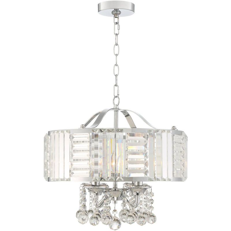 Vienna Full Spectrum Chrome Small Pendant Light Fixture 18" Wide Modern Contemporary Crystal Drum for Dining Room Kitchen Bedroom