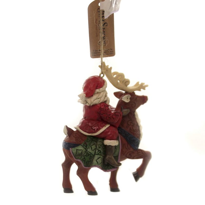 Jim Shore 4.5" Santa Riding Reindeer Christmas Ornament  -  Tree Ornaments