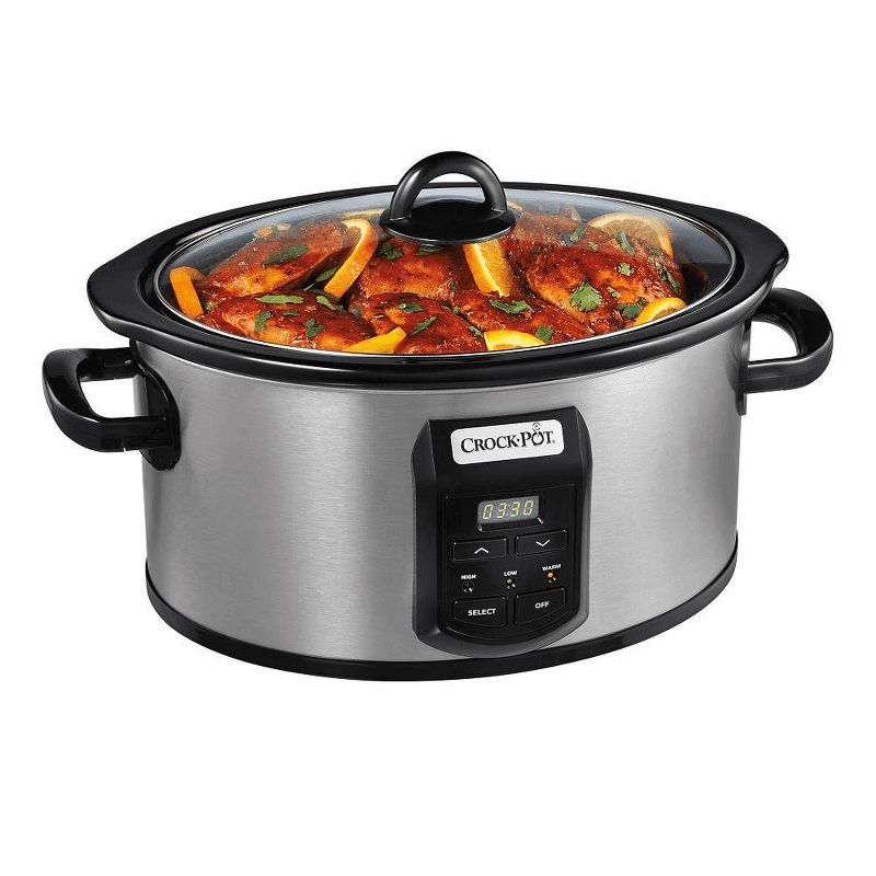 Crock-Pot SCCPVS642S Choose-A-Crock Programmable Versatile Food Slow Cooker with 3 Removable Stoneware Sizes, Stainless Steel