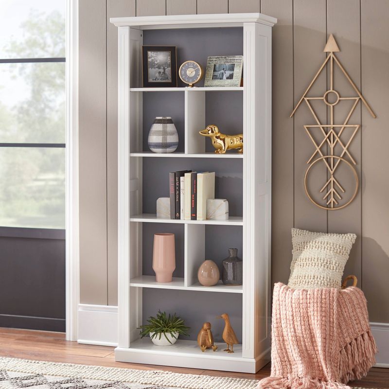 69.75" Holland Bookshelf White/Beige - Buylateral