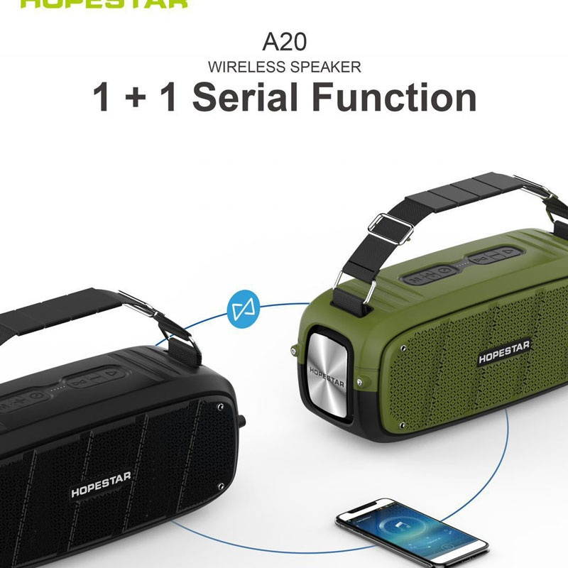 HOPESTAR-A20 55W 6000mAh battery bluetooth Speakers Equipped with microphone Super Bass Stereo with Strap FM Radio Aux TF USB  Subwoofer Music Player Sound System Boombox  Charging Mobile Devices-Red