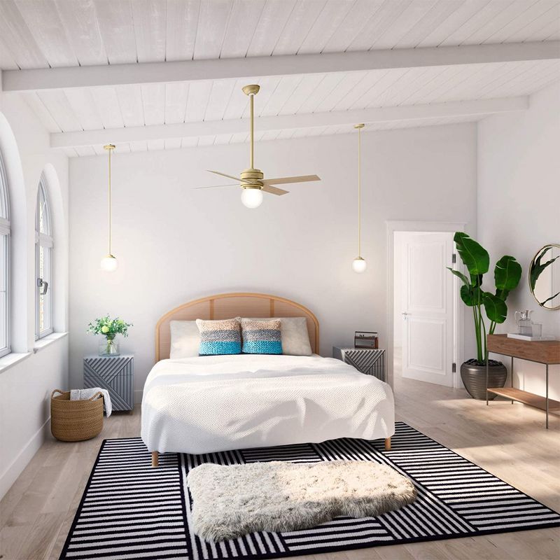 Hunter Fan Company 19018 Hepburn 1 Bulb Mid Century Frosted Globe Style Mini Hanging Pendant Indoor Light Fixture with Modern Gold Finish