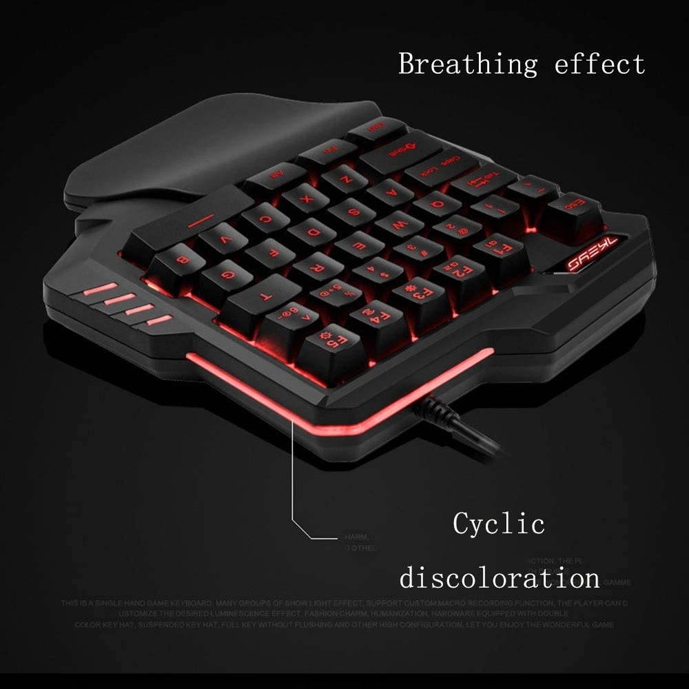 QCSMegy One-Handed Keyboard RGB Light Effect Game Keyboard to Eat Chicken LOL Hand Game Keyboard (Color : Mixed Version)