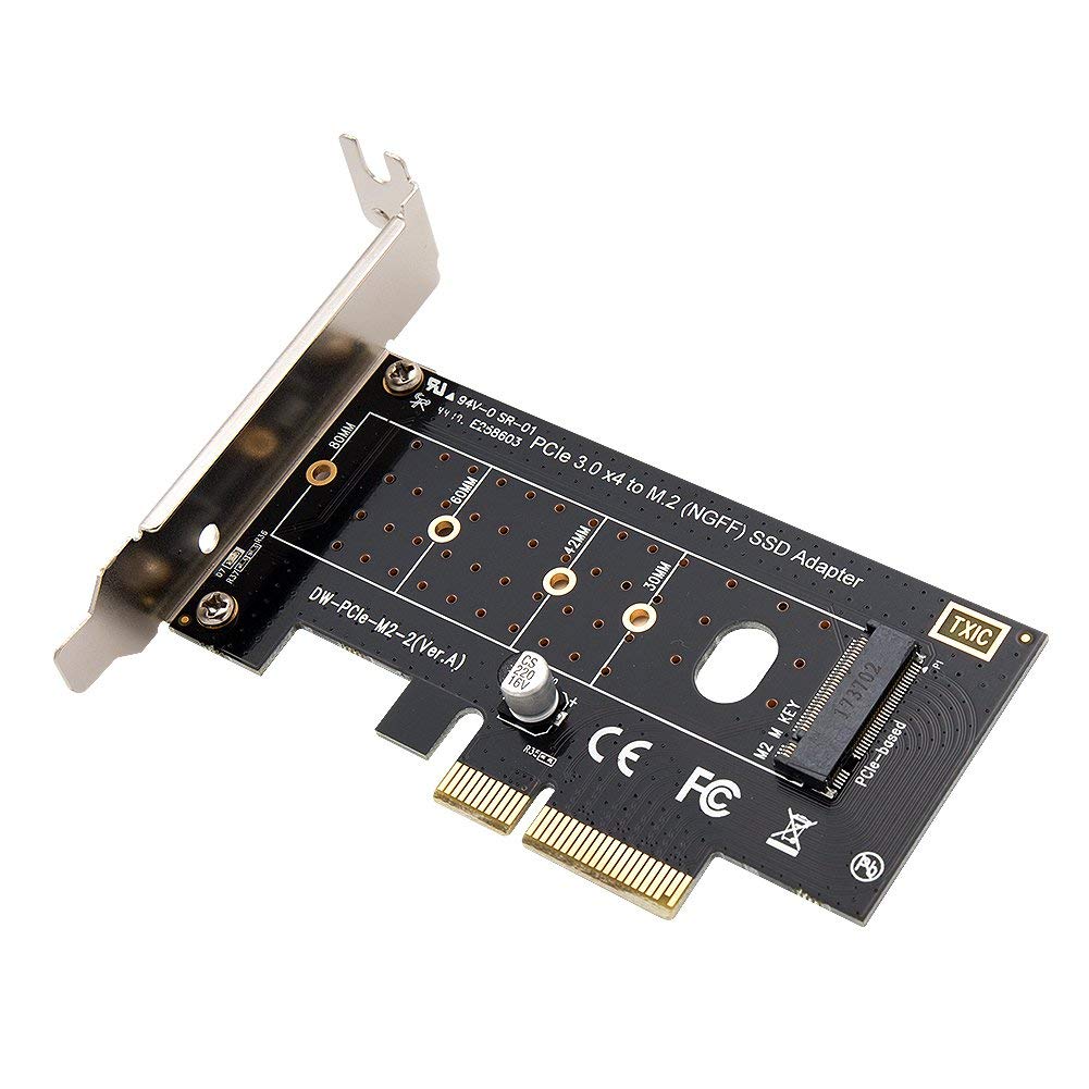 M.2 NVME PCIe Adapter NVME M.2 SSD to PCI Express 3.0 x4 Controller Expansion Card with Low Profile Bracket PCI-e to M2 NGFF Based M Key SSD Converter Desktop PC Support 2242 2260 2280