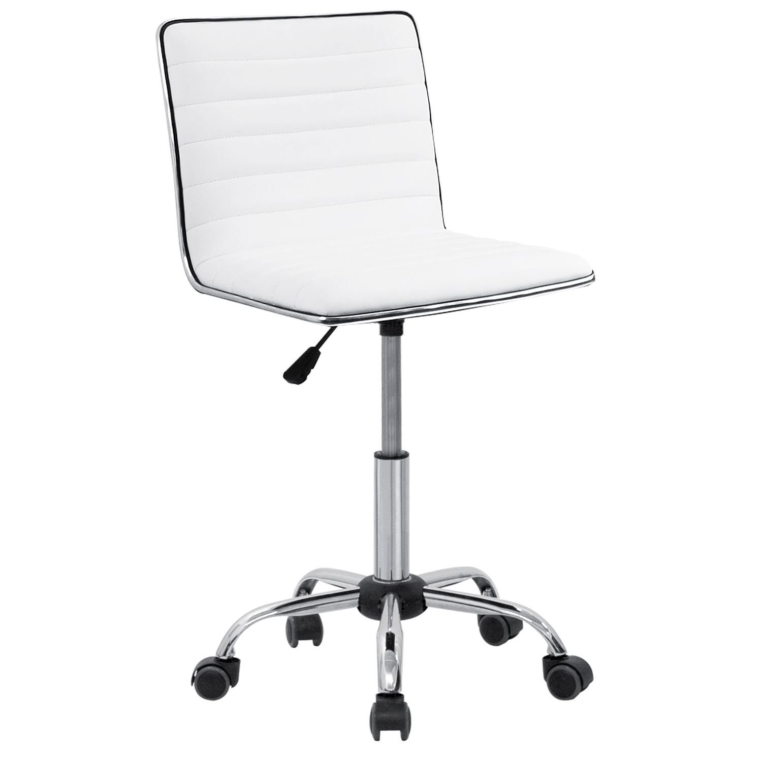 Furmax Mid Back Task Chair, Low Back PU Leather Swivel Office Desk Chair, Computer Chair with Armless Ribbed Soft Upholstery (Grey)