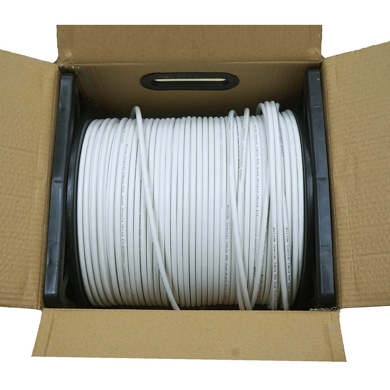 Five Star Cable 1000 ft. RG6 Quad Shielded Coaxial Cable ETL Listed for use with Audio/Video, Radio Frequency, and CATV/MATV Transmissions. White