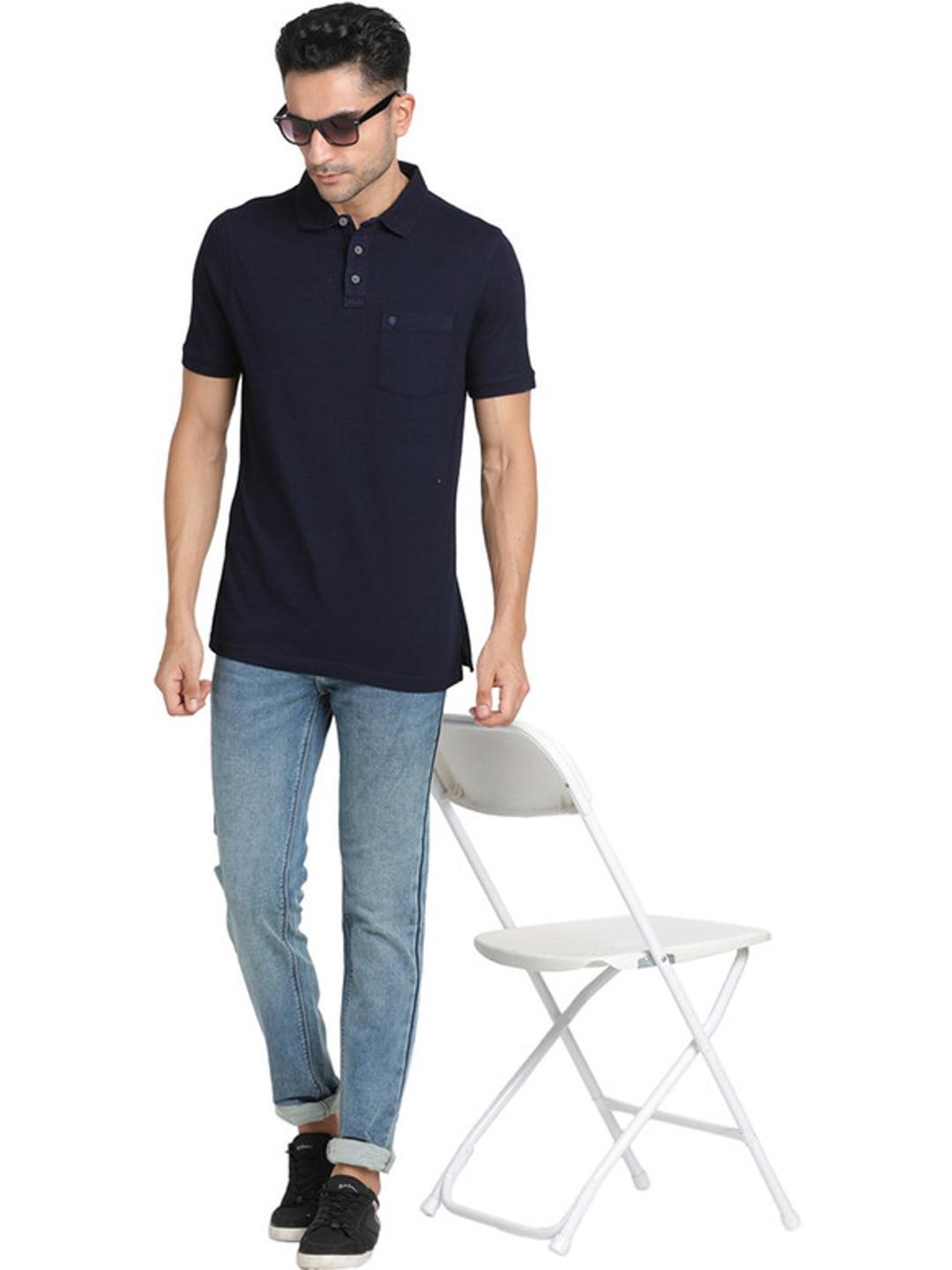 Turtle Navy Slim Fit Polo T-Shirts