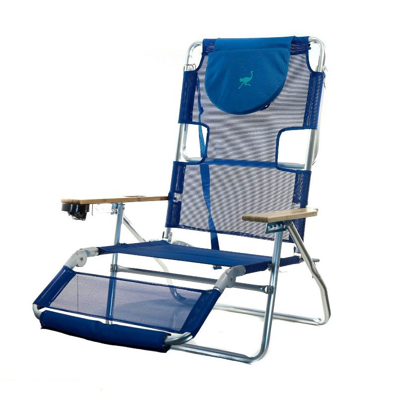 Ostrich 3 N 1 Lightweight Aluminum Frame 5 Position Reclining Beach Chair, Blue