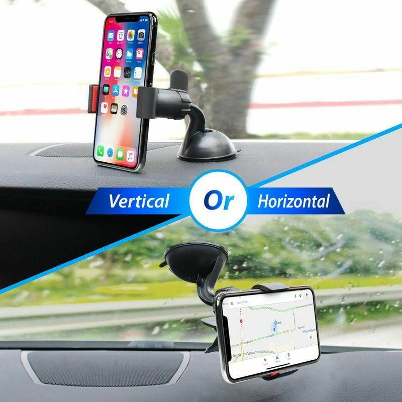 BLK 360&deg;Rotng Car Windshield Mount Holder Stand Bracket For iPhone Cell Phone