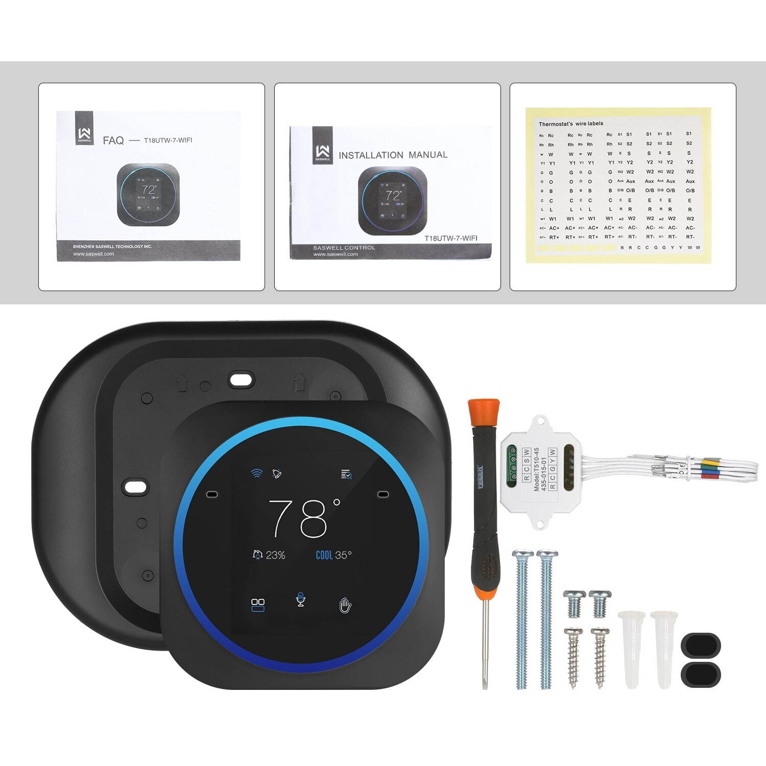 T18UTW-7-WIFI Smart Thermostat Compatible with Built-In Alexa Tuya APP Control Programmable Universal Temperature Controller
