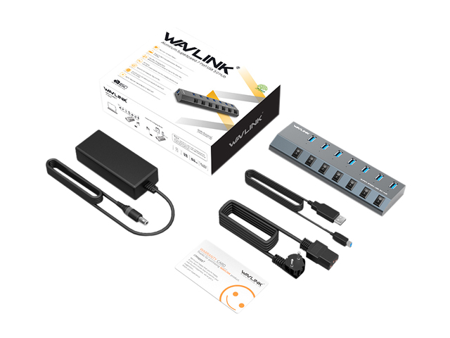 Wavlink 10-Port USB 3.0 Hub with 2x1.5A Fast USB Charging Port, 48W Power Adapter, Peripheral Sharing Switch, LED indicators, USB3.0 Splitter Up to 5Gbps for Android, Apple iOS, Windows Mobile Devices