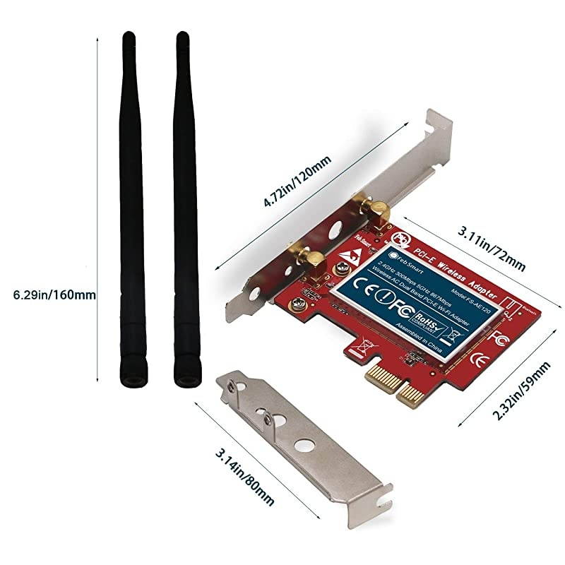 Wireless AC 1200Mbps Dual Band PCI Express PCIe WiFi Adapter WiFi Card for Windows 10 3264bit Windows 881 64bit and Windows Server 2012 2012R2 2016 2019 System Desktop PCsFSAE120
