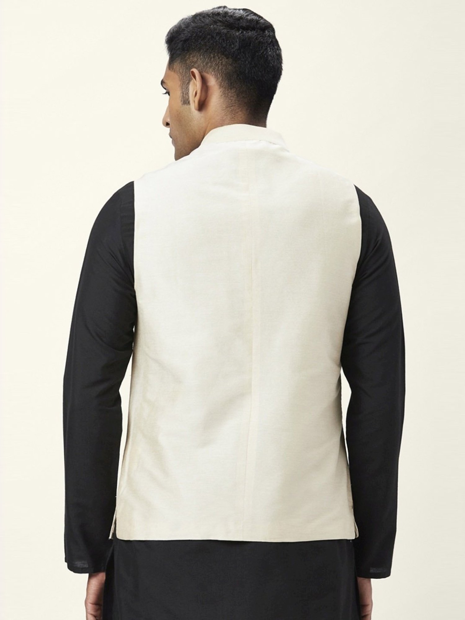 Indus Route By Pantaloons Beige Regular Fit Embroidered Nehru Jacket