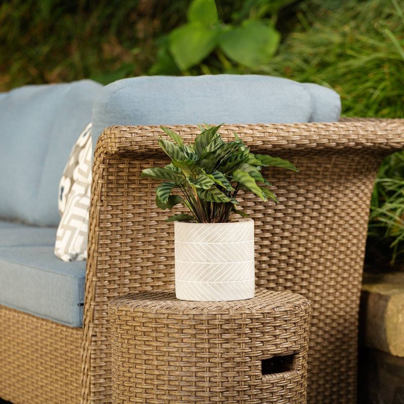 Nolin Cushioned Corner Weathered Brown Frame Sunbrella Spectrum Denim Fabric - La-Z-Boy