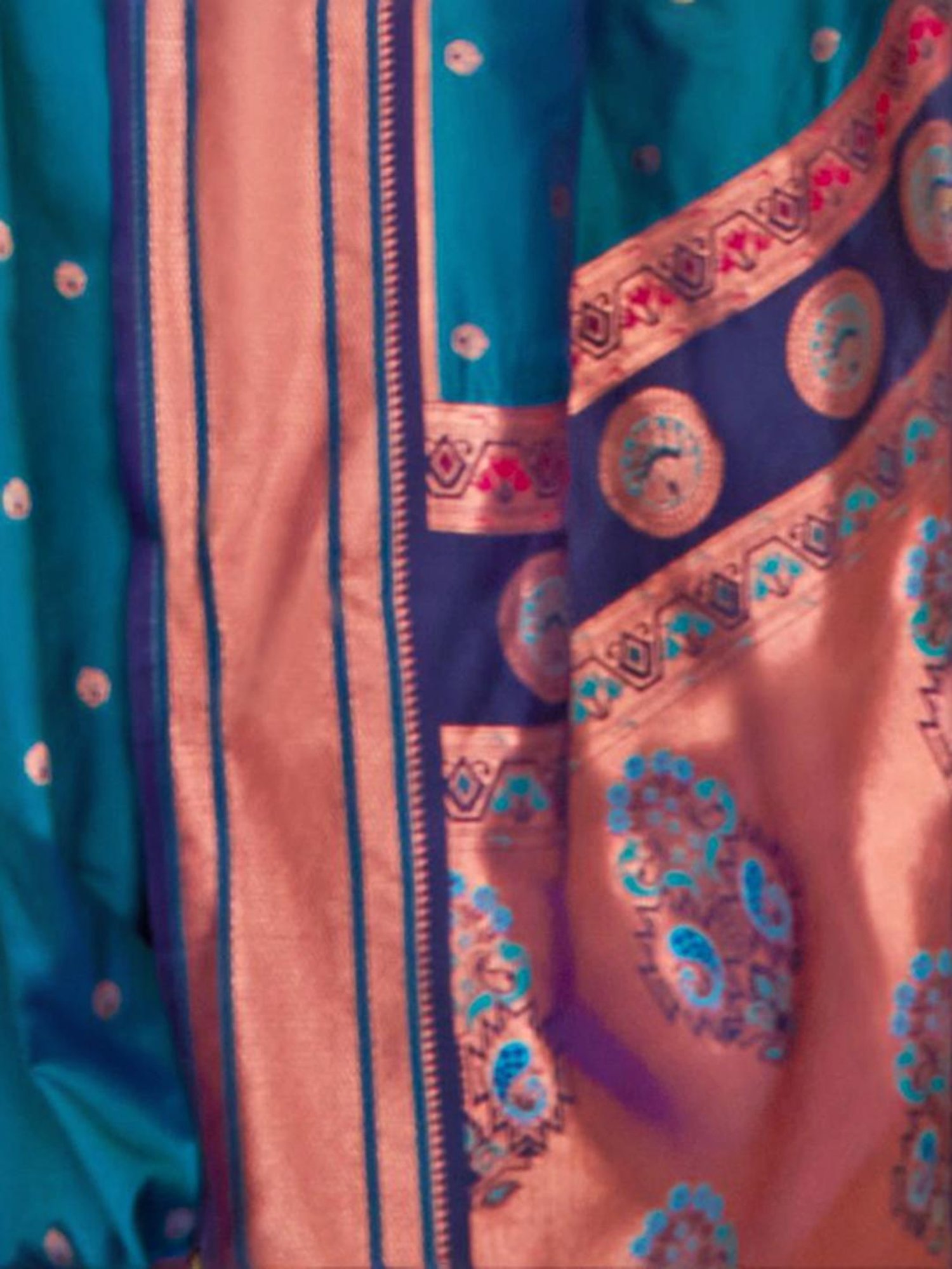 Satrani Blue Silk Woven Saree With Unstitched Blouse